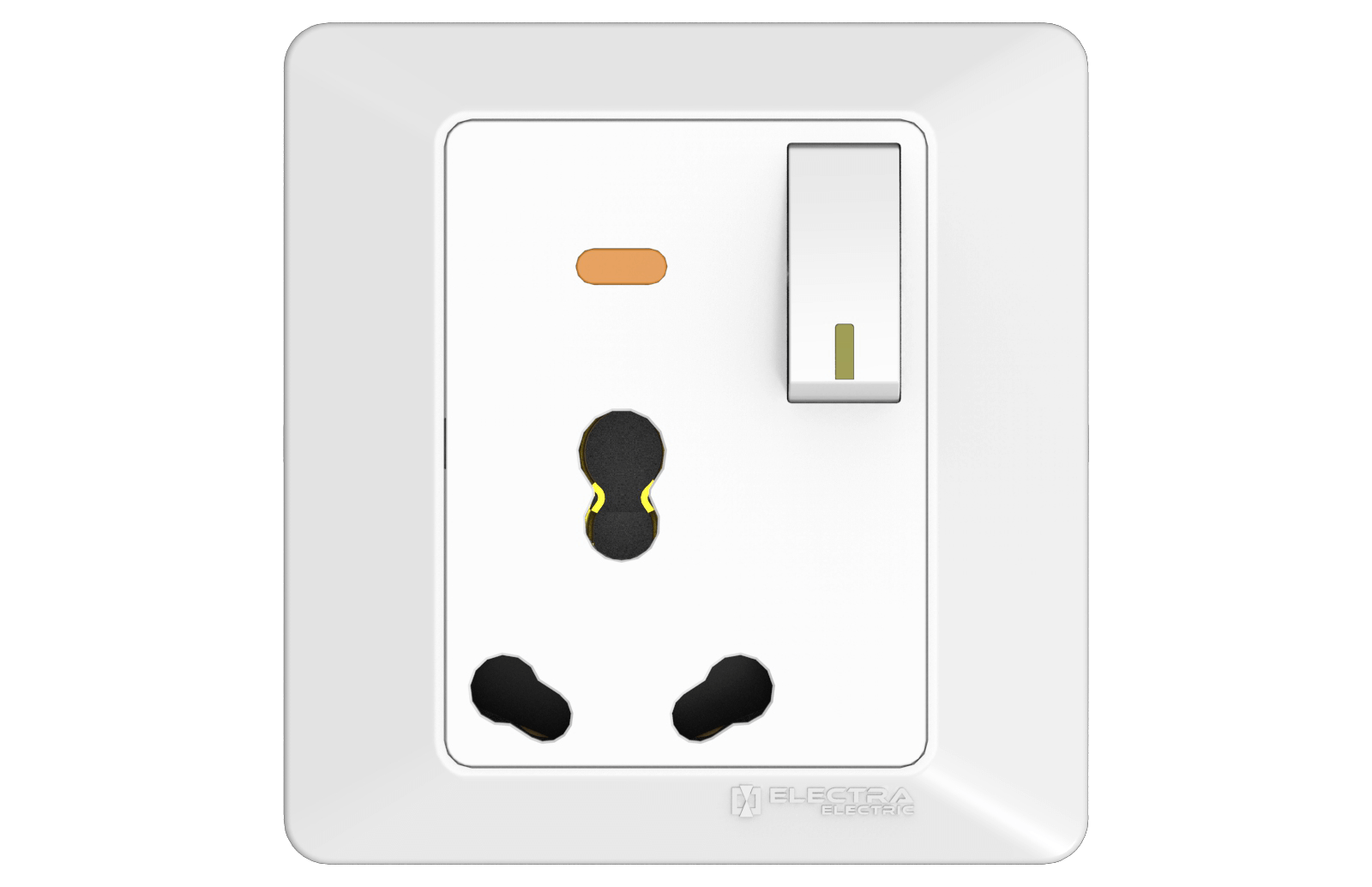 6/16A 1 Gang Switch, Socket and Ind. (Power Socket – 3×3)