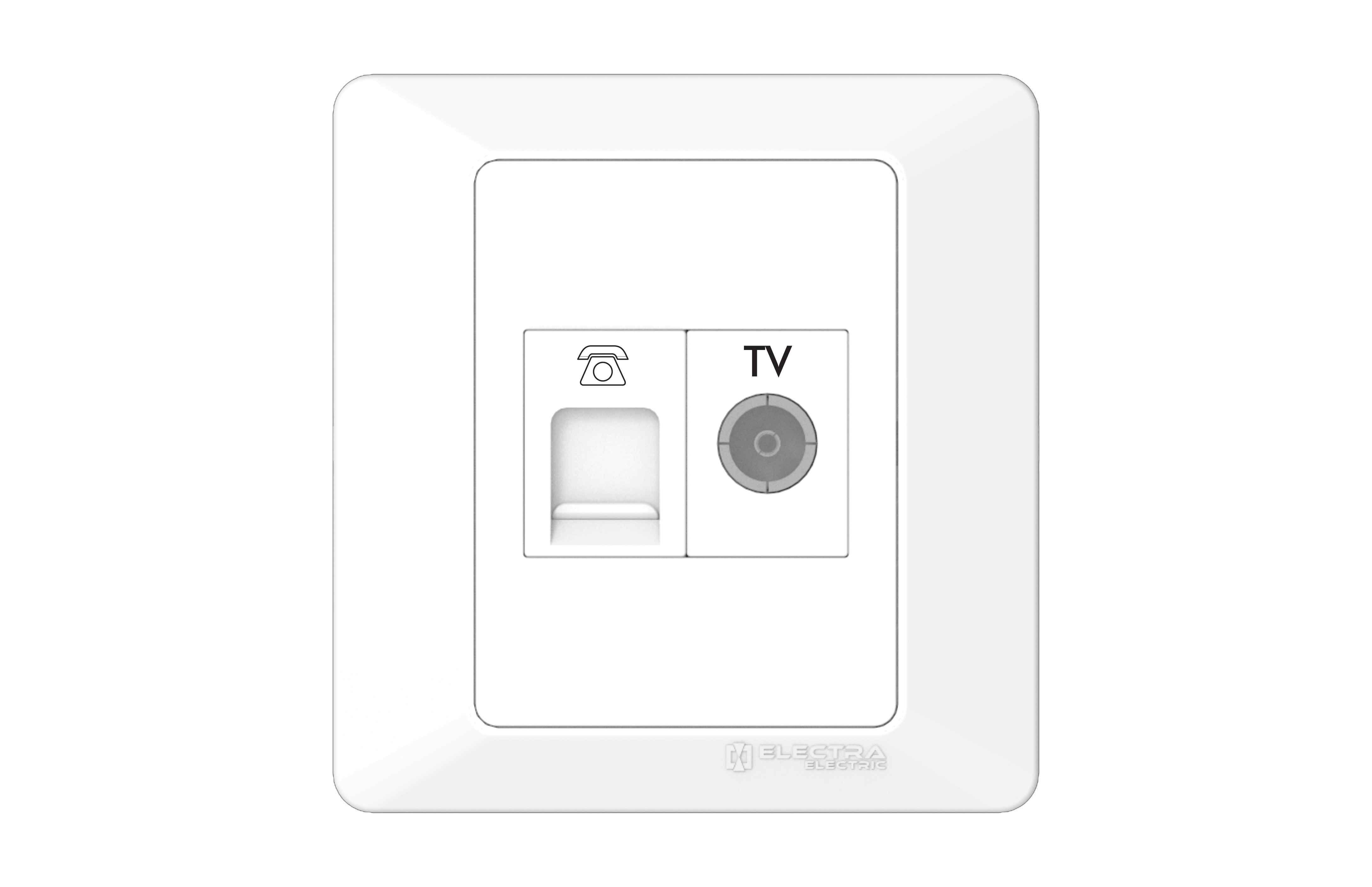 TV Coxial Socket + RJ-11 Socket Single with Shutter